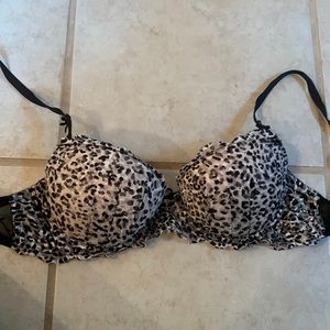 leopard print lace push up bra